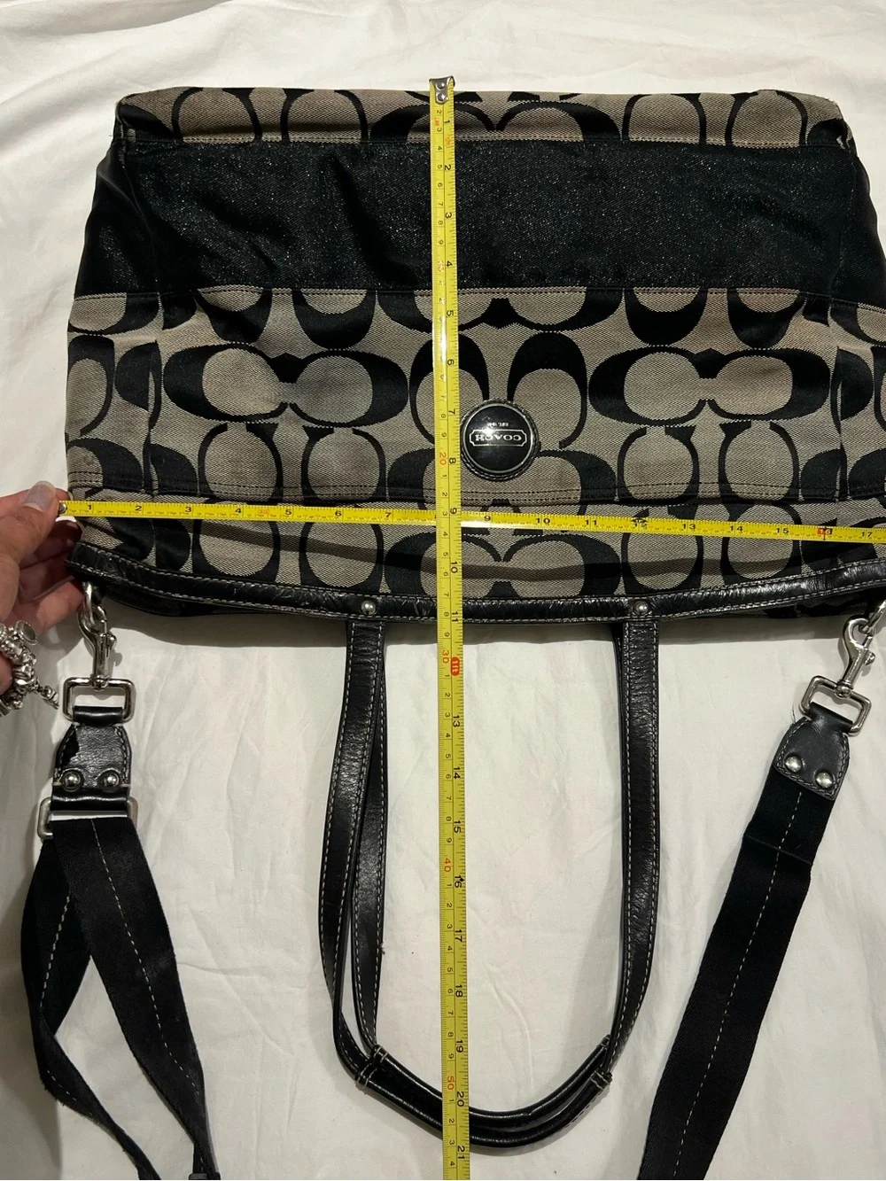Coach Signature Black and Grey Signature Diaper Bag